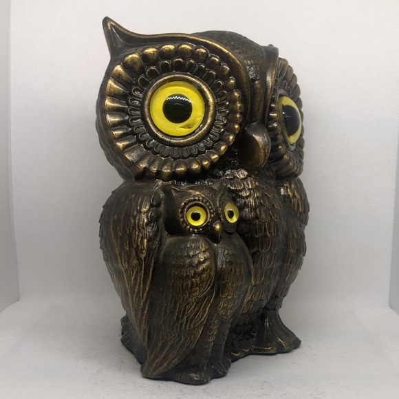 Vintage 70s Brass Owl with Baby Owl 🦉 Rare Hard To Find - Picture 4 of 7